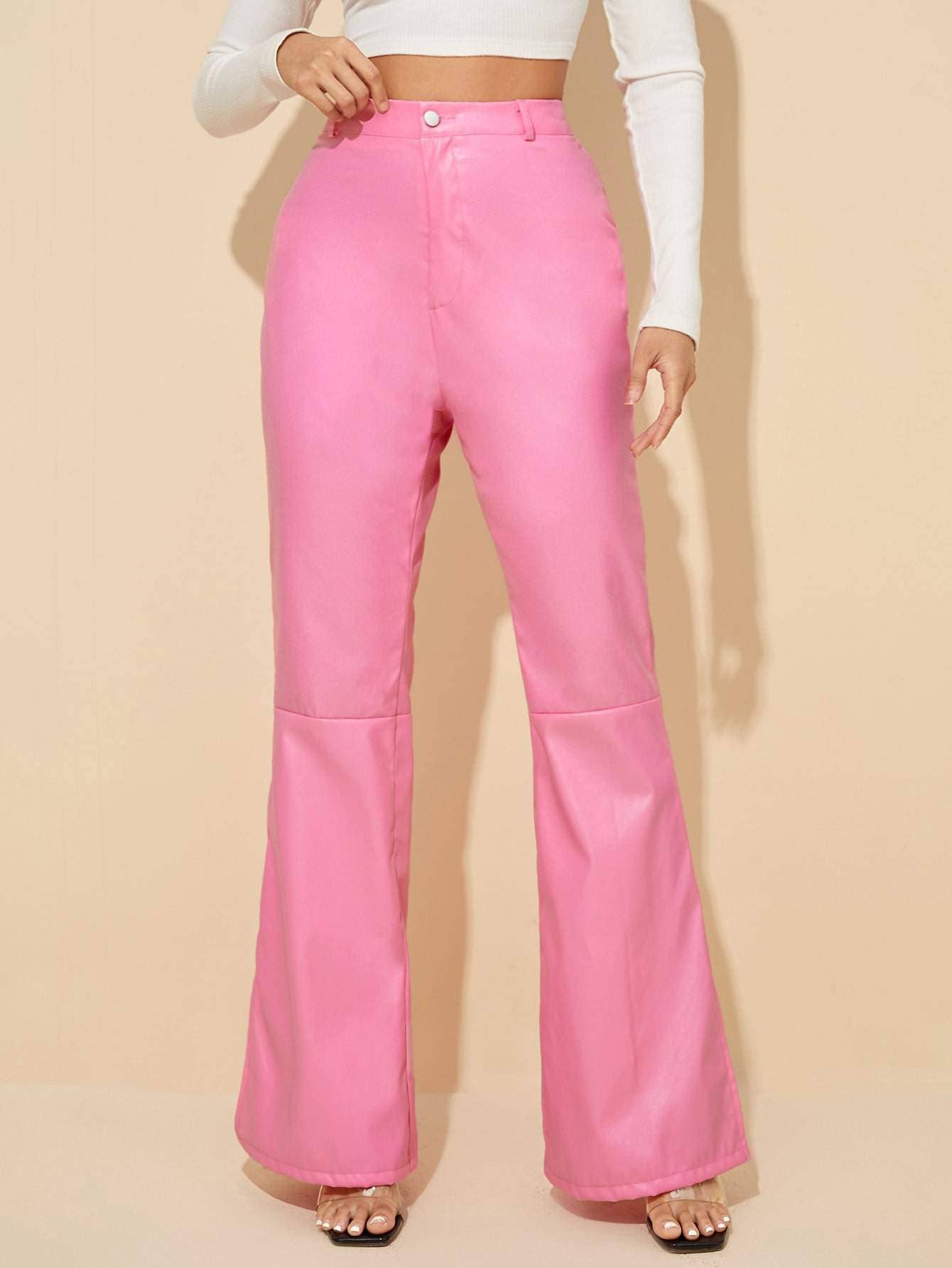 Flarix - Pu leather flare leg pants