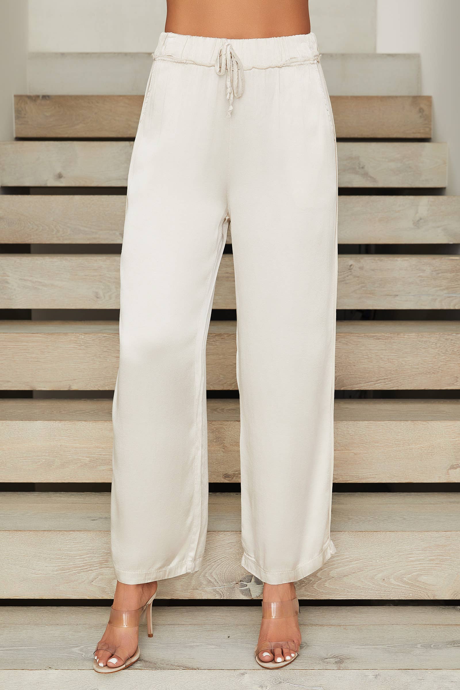 MILIO MILANO - SILKY RAYON WIDE LEG PANTS(5771-BEIGE)