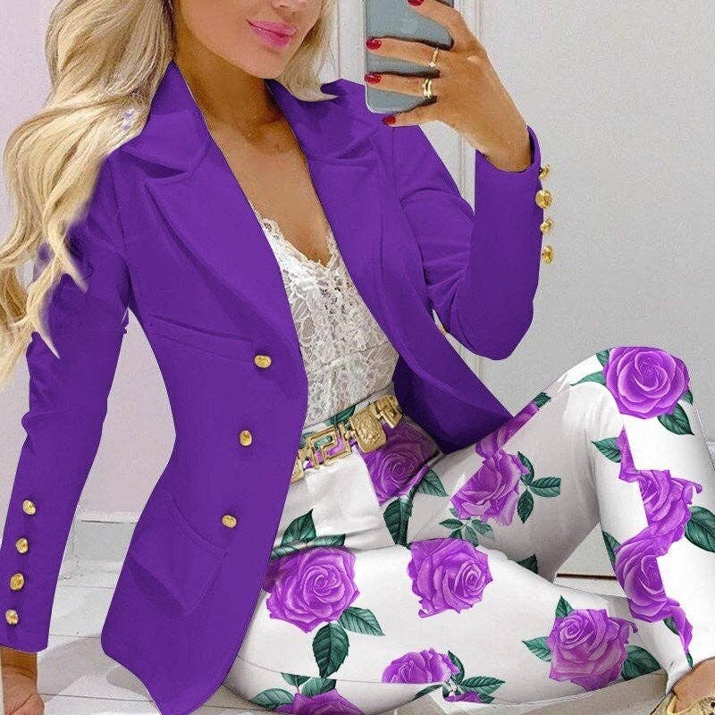 Sheer Trend - Personalized Fashion Printed Jacket Trousers Two Piece Suit