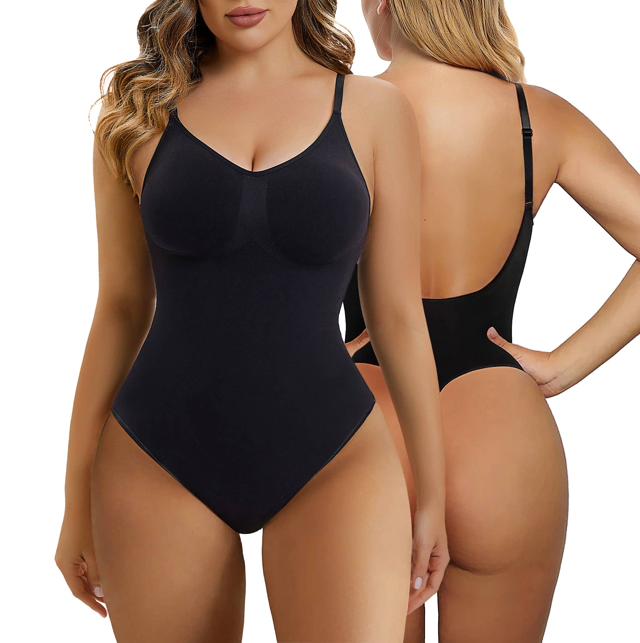 SHAPERX Low Back Tummy Control Thong Bodysuit